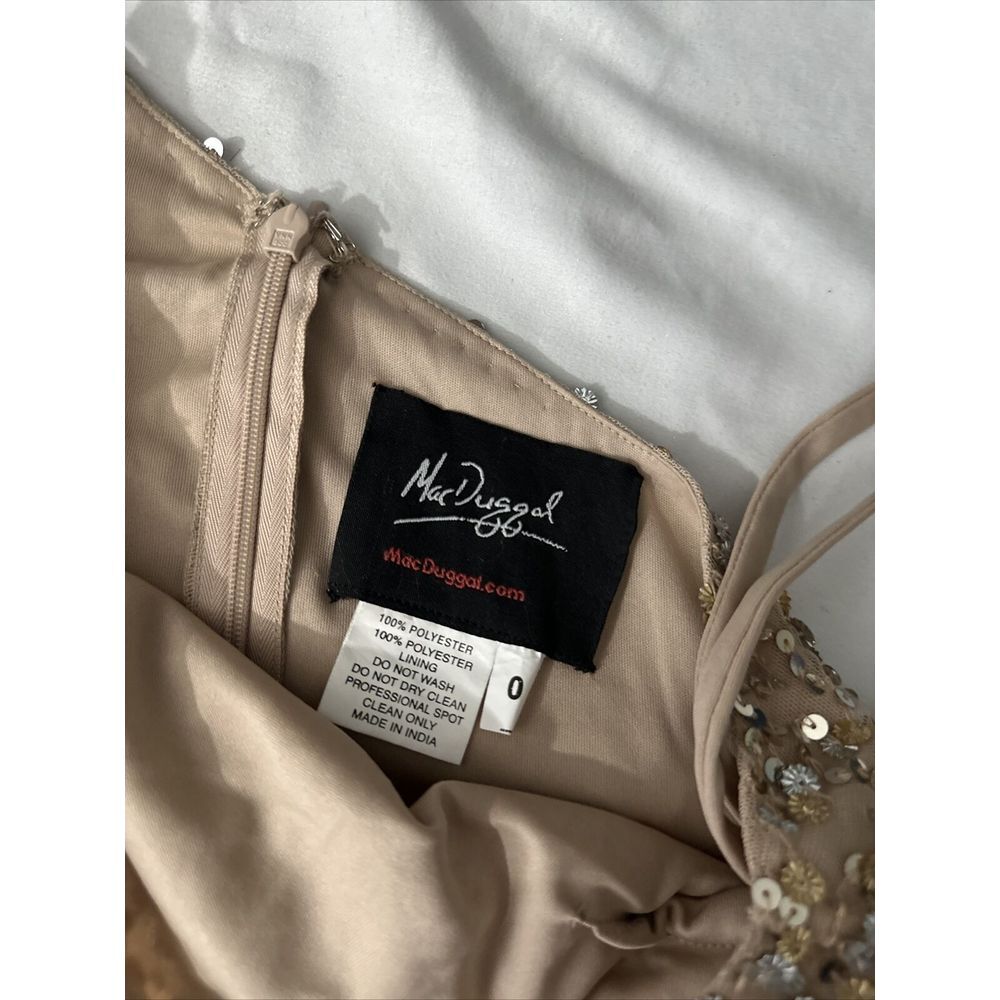 NEW $338 Mac‎ Duggal [ 0 ] Sequin One Shoulder Gown 10729  Nude Gold #S1145 - Picture 5 of 15
